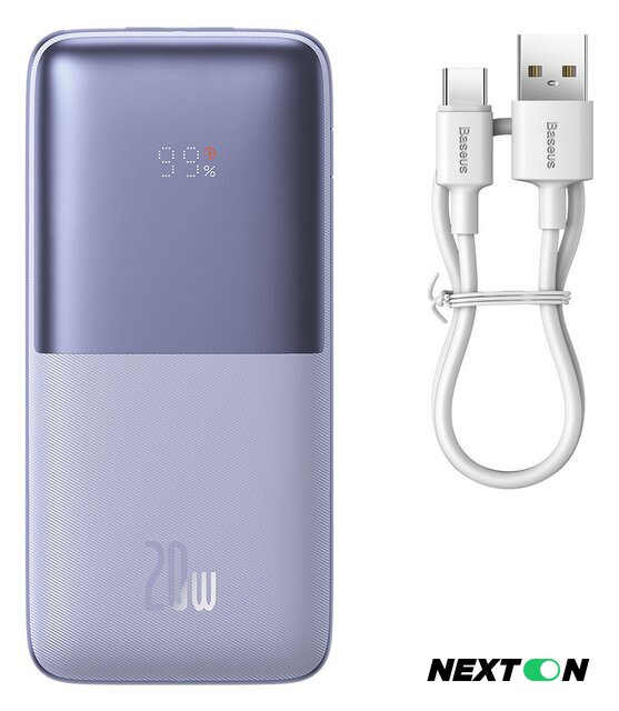 Внешний аккумулятор Baseus Bipow Pro Digital Display Fast Charge 20W Overseas Edition 10000mAh (фиолетовый) - Изображение №1 — Интернет-магазин Nexton