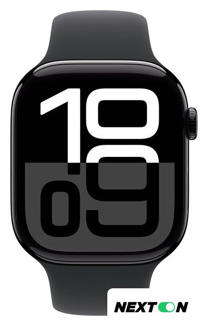 Умные часы Apple Watch Series 10 46 мм (алюминиевый корпус, черный/черный, спортивный силиконовый ремешок S/M) - Изображение №2 — Интернет-магазин Nexton