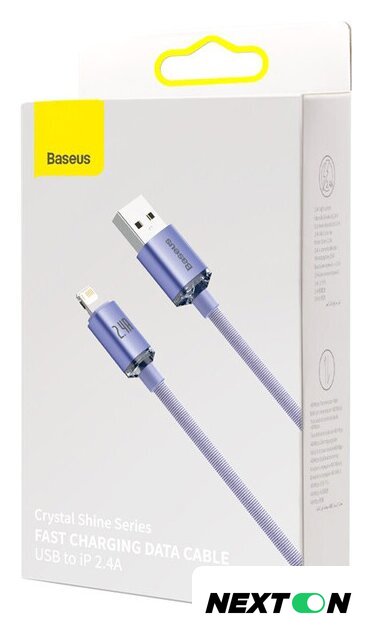 Кабель Baseus Crystal Shine USB Type-A - Lightning (2 м, фиолетовый) - Изображение №1 — Интернет-магазин Nexton