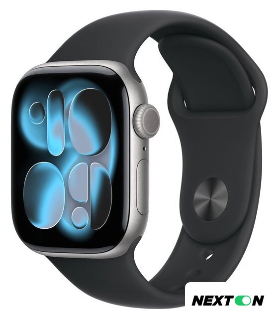 Умные часы Apple Watch Series 11 42 мм (алюминиевый корпус, космический серый/черный, спортивный силиконовый ремешок M/L) - Изображение №1 — Интернет-магазин Nexton