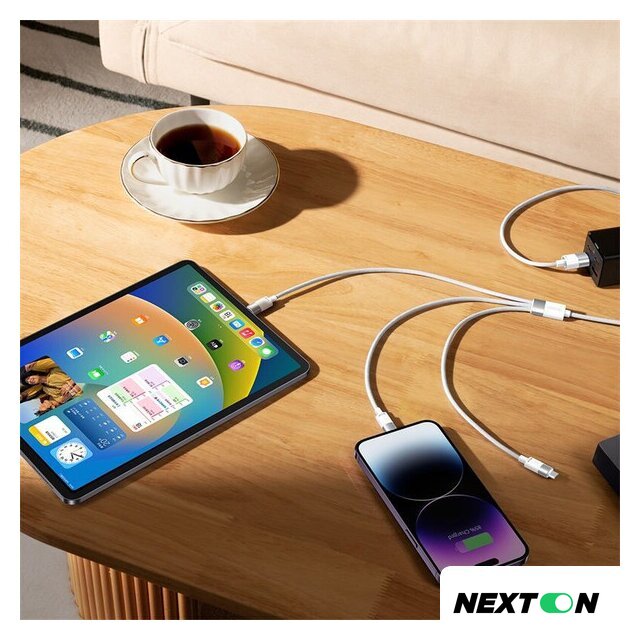 Кабель Baseus One-For-Three Fast Charging Data Cable 3.5A USB Type-A - USB Type-C/microUSB/Lightning (0.5 м, белый) - Изображение №12 — Интернет-магазин Nexton