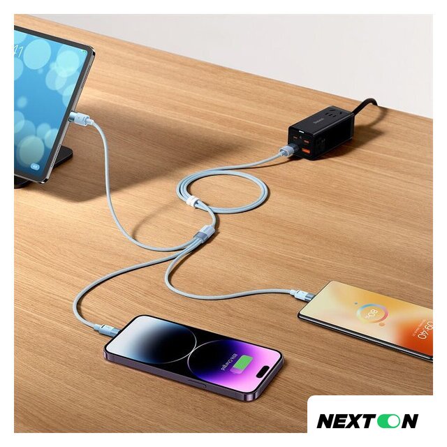 Кабель Baseus One-For-Three Fast Charging Data Cable 3.5A USB Type-A - USB Type-C/microUSB/Lightning (0.5 м, белый) - Изображение №14 — Интернет-магазин Nexton