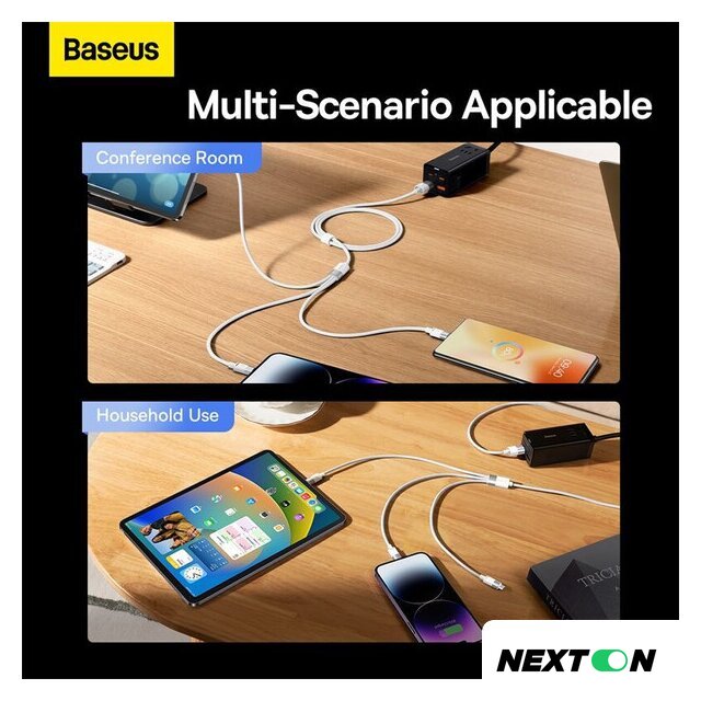 Кабель Baseus One-For-Three Fast Charging Data Cable 3.5A USB Type-A - USB Type-C/microUSB/Lightning (0.5 м, белый) - Изображение №10 — Интернет-магазин Nexton