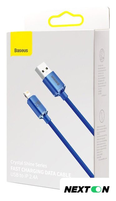 Кабель Baseus Crystal Shine USB Type-A - Lightning (1.2 м, синий) - Изображение №1 — Интернет-магазин Nexton