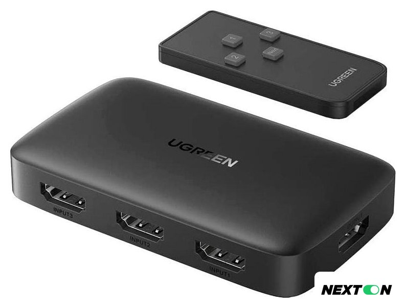 Переключатель Ugreen CM332 80125 4 x HDMI (с пультом ДУ, черный) - Изображение №1 — Интернет-магазин Nexton