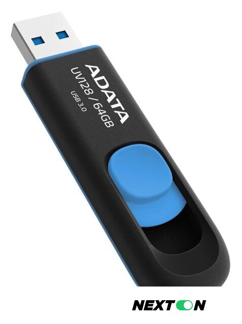USB Flash ADATA DashDrive UV128 64GB (черный/синий) - Изображение №3 — Интернет-магазин Nexton