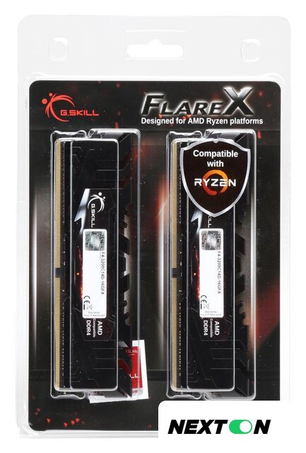 Оперативная память G.Skill Flare X 2x16GB DDR4 PC4-25600 F4-3200C16D-32GFX - Изображение №2 — Интернет-магазин Nexton