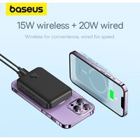 Внешний аккумулятор Baseus Magnetic Mini Air Wireless Fast Charge Power Bank 20W 10000mAh (черный) - Превью изображения №13 — Интернет-магазин Nexton