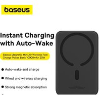 Внешний аккумулятор Baseus Magnetic Mini Air Wireless Fast Charge Power Bank 20W 10000mAh (черный) - Превью изображения №10 — Интернет-магазин Nexton