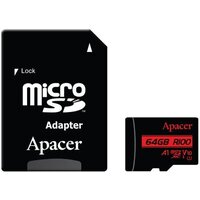 Apacer microSDXC AP64GMCSX10UB-R 64GB (с адаптером)