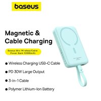 Внешний аккумулятор Baseus Magnetic Fast Charge Power Bank Type-C Edition 30W 10000mAh (мятный) - Превью изображения №12 — Интернет-магазин Nexton