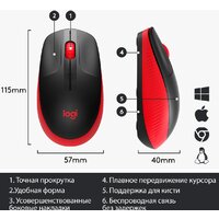 Мышь Logitech M190 (черный/красный) - Превью изображения №5 — Интернет-магазин Nexton
