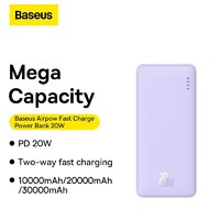 Внешний аккумулятор Baseus Airpow Fast Charge Power Bank 20W 10000mAh (сиреневый) - Превью изображения №13 — Интернет-магазин Nexton