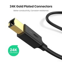 Кабель Ugreen US135 USB Type-A - USB Type-B (1 м, черный) - Превью изображения №6 — Интернет-магазин Nexton