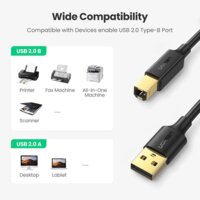 Кабель Ugreen US135 USB Type-A - USB Type-B (1 м, черный) - Превью изображения №2 — Интернет-магазин Nexton