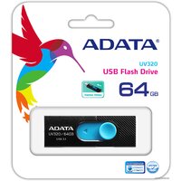 USB Flash ADATA UV320 64GB (черный/голубой) - Превью изображения №3 — Интернет-магазин Nexton