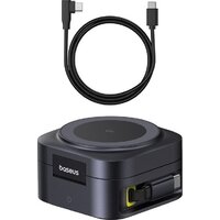 Сетевое зарядное Baseus PicoGo Series 2-in-1 Magnetic Wireless Charger Qi2 67W P10276800123-00 (черный) - Превью изображения №3 — Интернет-магазин Nexton