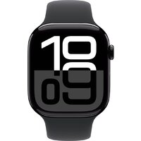 Умные часы Apple Watch Series 10 46 мм (алюминиевый корпус, черный/черный, спортивный силиконовый ремешок S/M) - Превью изображения №2 — Интернет-магазин Nexton