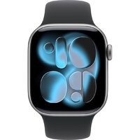 Умные часы Apple Watch Series 11 42 мм (алюминиевый корпус, космический серый/черный, спортивный силиконовый ремешок S/M) - Превью изображения №2 — Интернет-магазин Nexton