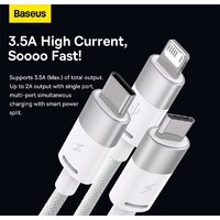 Кабель Baseus One-For-Three Fast Charging Data Cable 3.5A USB Type-A - USB Type-C/microUSB/Lightning (0.5 м, белый) - Превью изображения №7 — Интернет-магазин Nexton