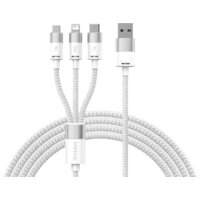 Baseus One-For-Three Fast Charging Data Cable 3.5A USB Type-A - USB Type-C/microUSB/Lightning (0.5 м, белый)