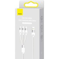 Кабель Baseus One-For-Three Fast Charging Data Cable 3.5A USB Type-A - USB Type-C/microUSB/Lightning (0.5 м, белый) - Превью изображения №15 — Интернет-магазин Nexton